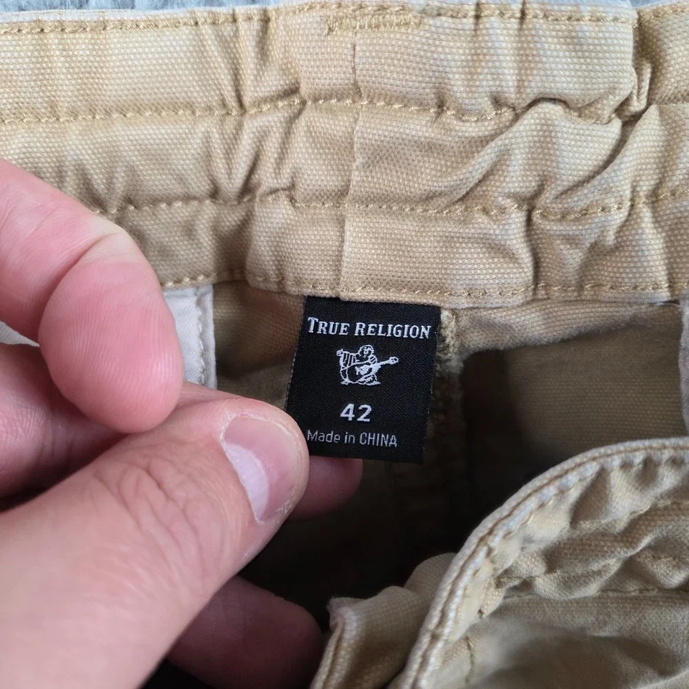 True Religion Logan Relaxed‎ Taper Jeans Pants 42 (38x31) Mens Khaki